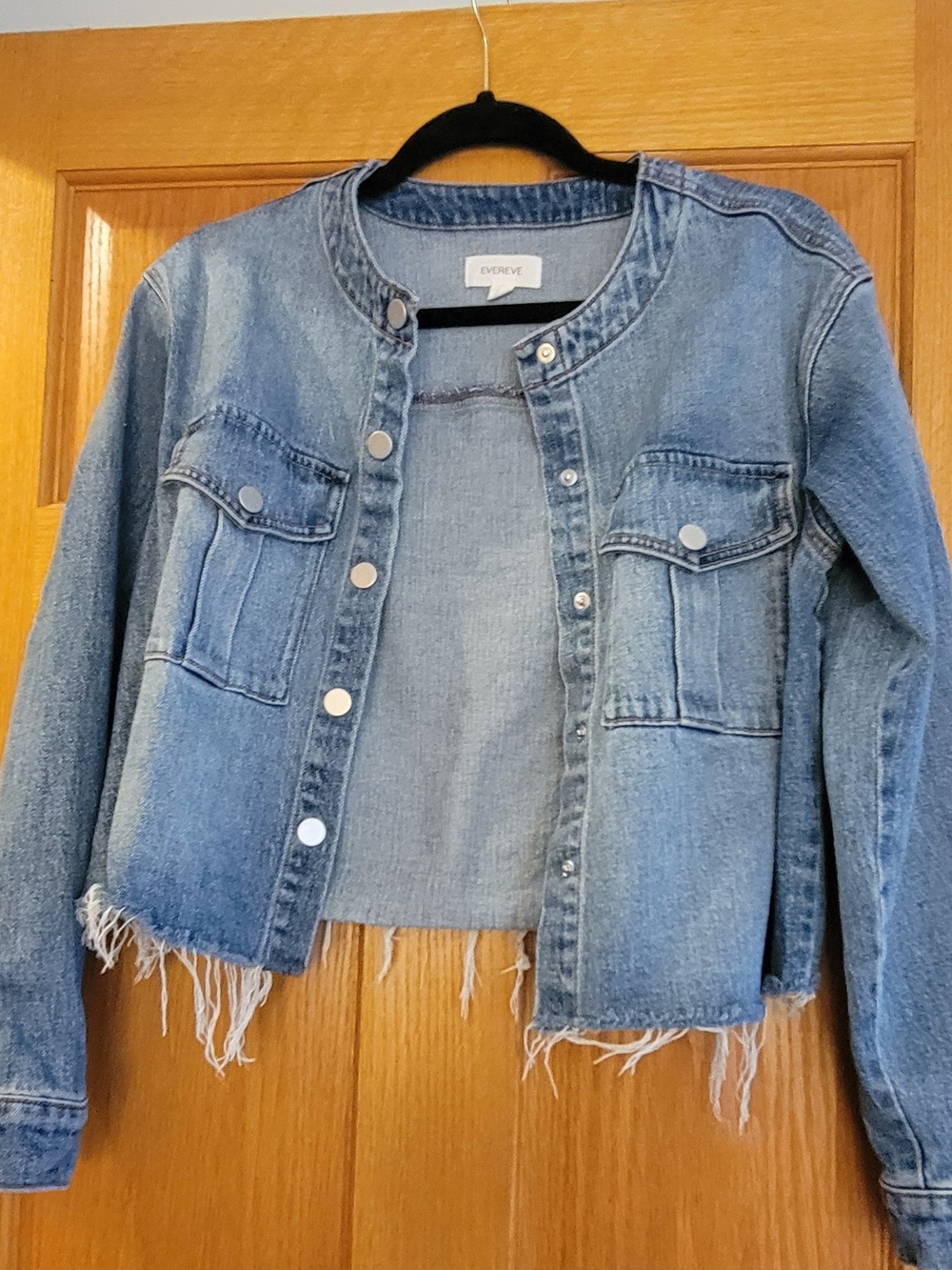 Evereve Light Blue Distressed Denim Jacket